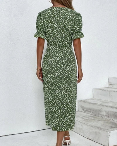 Giselle™ - Elegant Floral Dress with V-Neck for Special Occasions