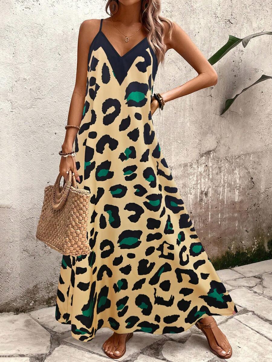 Elena | Vestito Estivo alla Moda con Spalline Sottili, Schiena Nuda e Design Grafico Accattivante