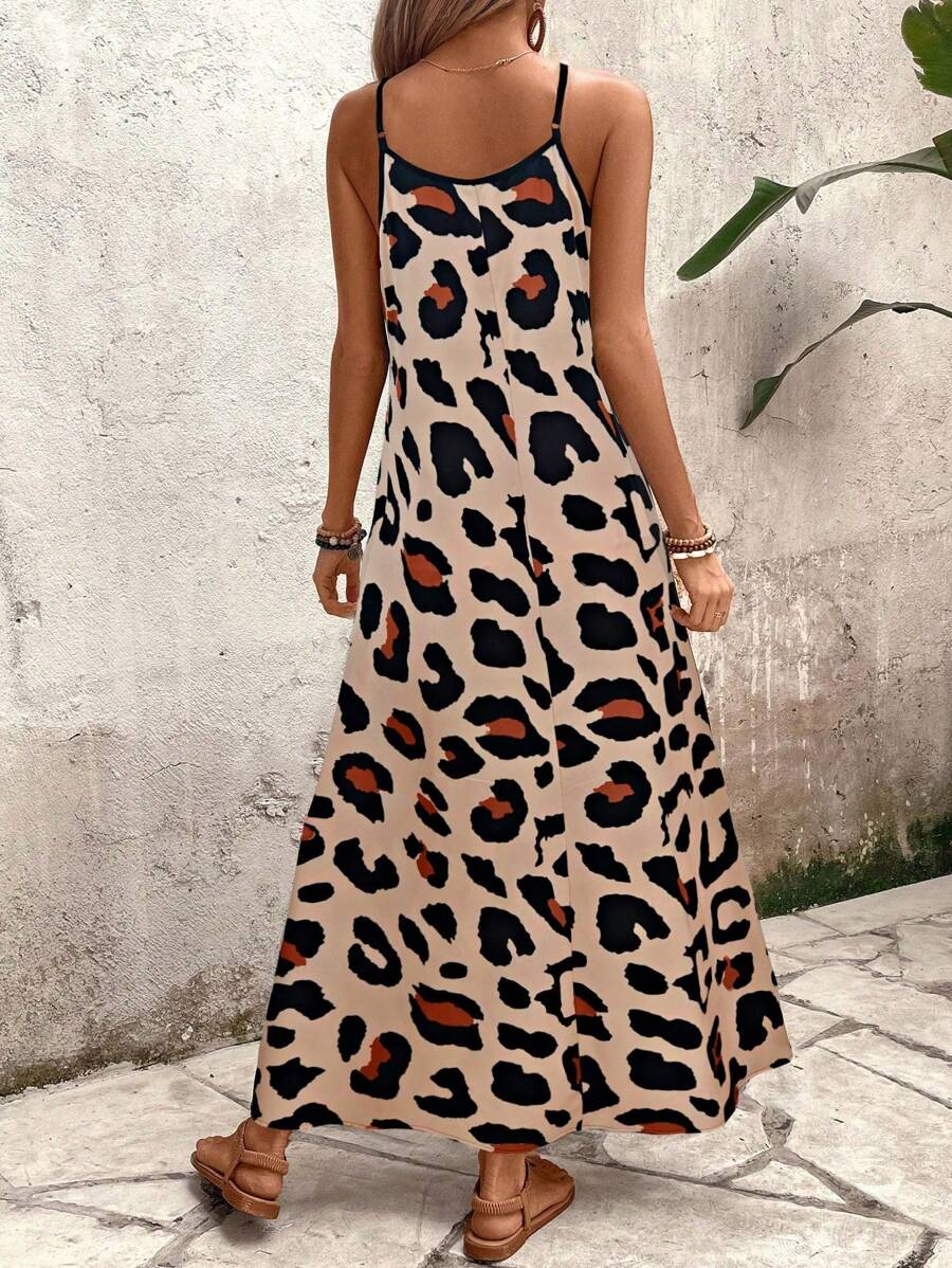 Elena | Vestito Estivo alla Moda con Spalline Sottili, Schiena Nuda e Design Grafico Accattivante