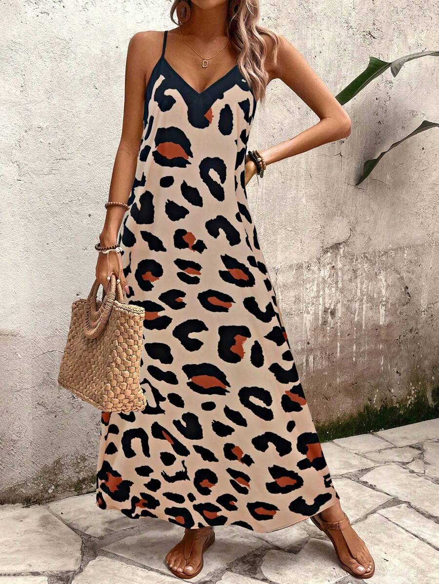 Elena | Vestito Estivo alla Moda con Spalline Sottili, Schiena Nuda e Design Grafico Accattivante