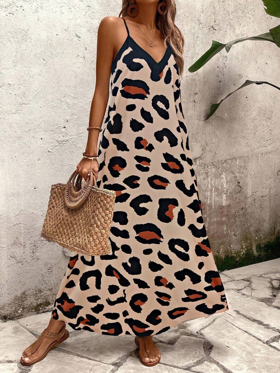 Elena | Vestito Estivo alla Moda con Spalline Sottili, Schiena Nuda e Design Grafico Accattivante