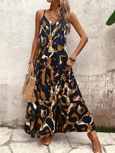 Elena | Vestito Estivo alla Moda con Spalline Sottili, Schiena Nuda e Design Grafico Accattivante