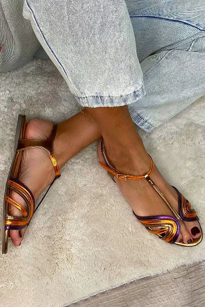 NERINA | Sandali bassi multifascia con dettagli metallici eleganti