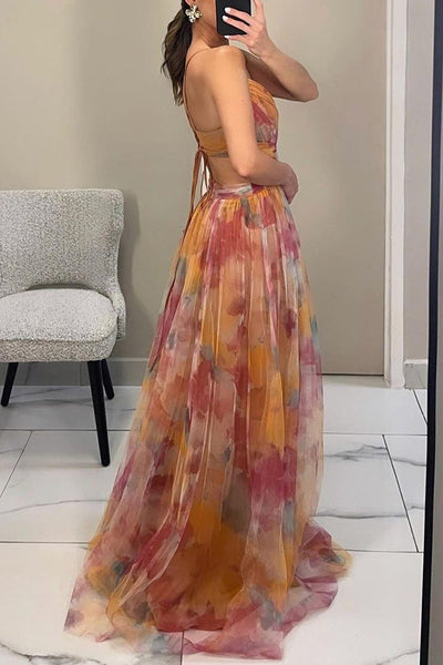 Vaëlia – Elegante abito lungo con affascinante stampa floreale