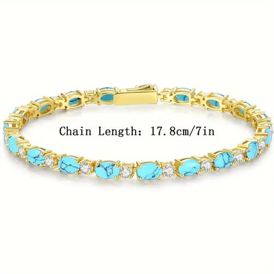 Natural Turquoise Stone Bracelet | Gold