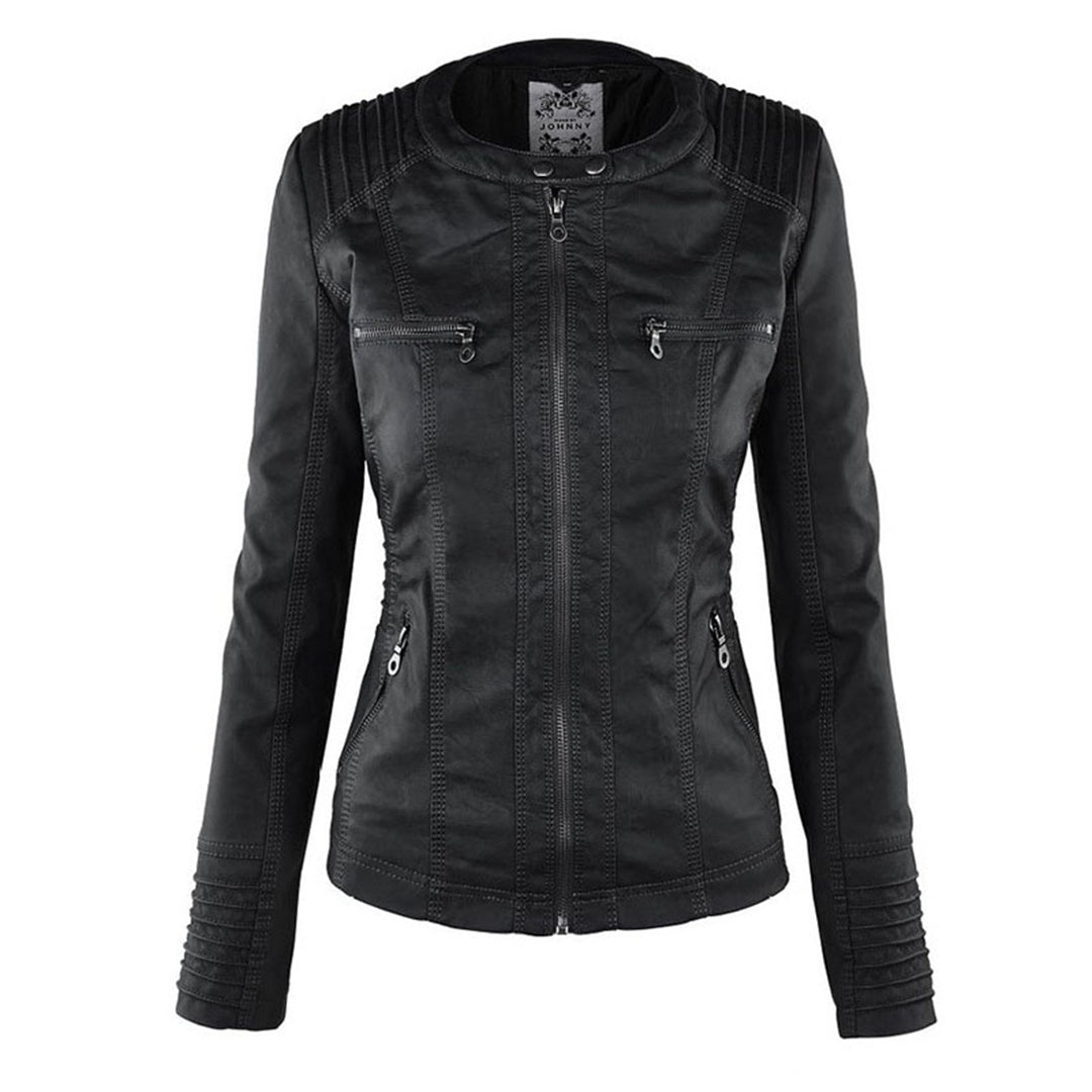 Selina - Giacca impermeabile chic con cappuccio in pelle per donne