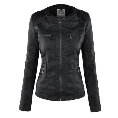 Selina - Giacca impermeabile chic con cappuccio in pelle per donne