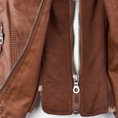 Selina - Giacca impermeabile chic con cappuccio in pelle per donne