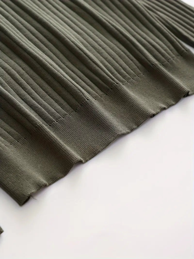 Maglione polo a coste fini con maniche lunghe