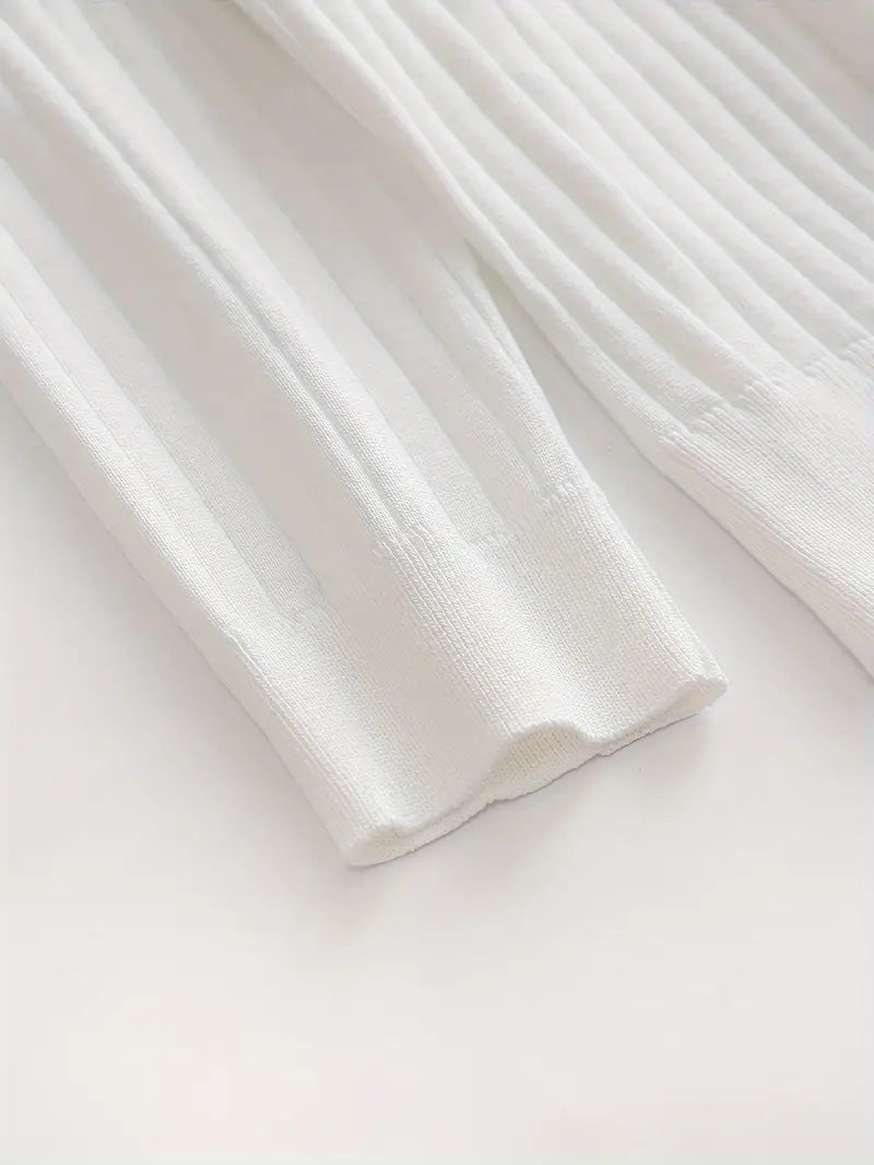 Maglione polo a coste fini con maniche lunghe