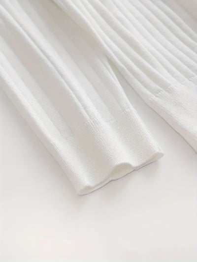 Maglione polo a coste fini con maniche lunghe