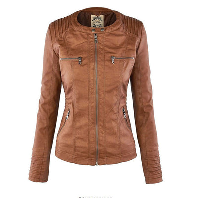 Selina - Giacca impermeabile chic con cappuccio in pelle per donne