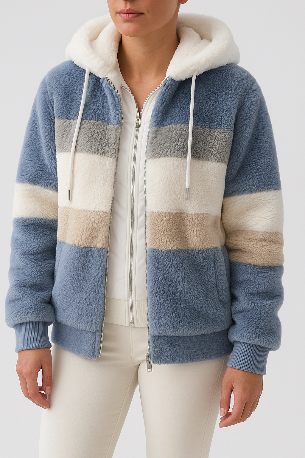 Liora - Gilet con cappuccio morbido di lusso