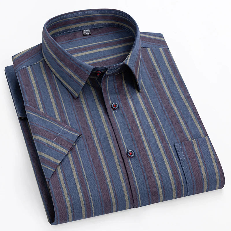 Arvani - Elegante camicia in cotone a maniche corte per un look fresco e raffinato