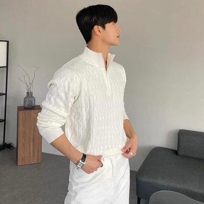 Maglione a mezza zip con lavorazione a maglia texturizzata