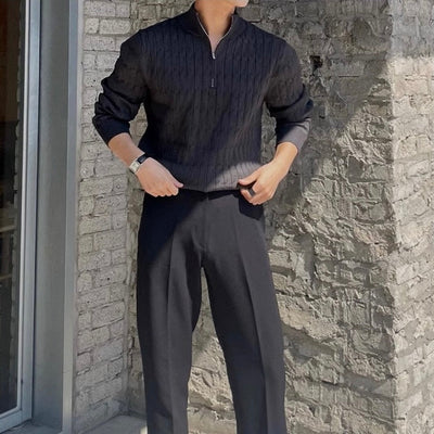 Maglione a mezza zip con lavorazione a maglia texturizzata