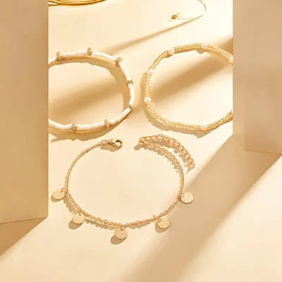 Set di 3 cavigliere a strati Coastal Charm | Oro