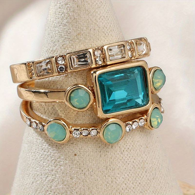 Anello Vintage in Cristallo Blu Placcato Argento