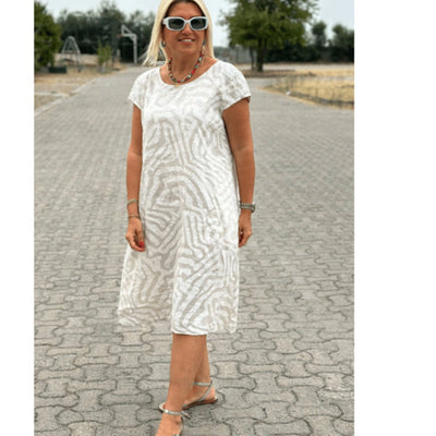 Vera | Vestito Estivo alla Moda con Stampa Colorata e Scollo Rotondo