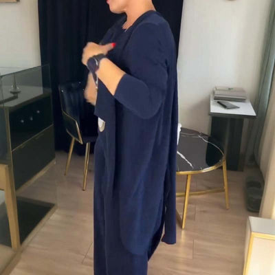 Lucia™| Elegante completo 3 pezzi composto da un cardigan lungo, un top e un pantalone